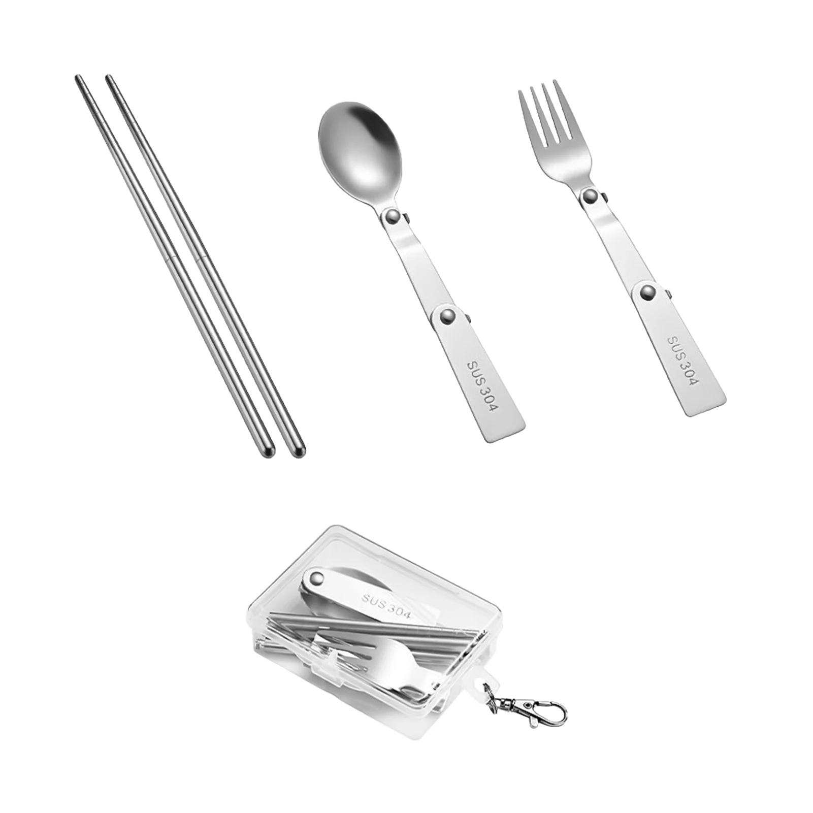 Detalle del tenedor y la cuchara plegables