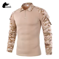 Camiseta Táctica Camuflada para Caza con Bolsillos Elásticos