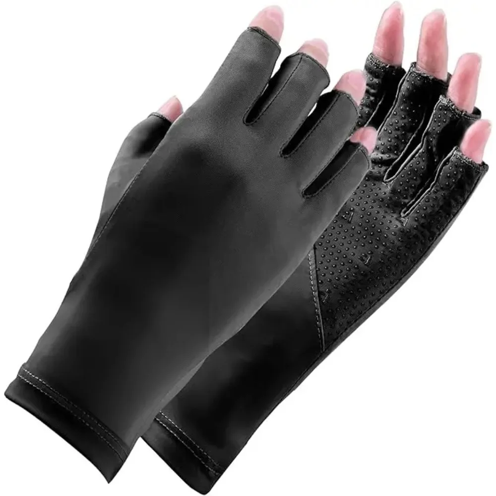 Goture-guantes de pesca con fugas de medio dedo, guantes de seda helada, protección UV, protección solar de verano, antideslizantes - imagen 2