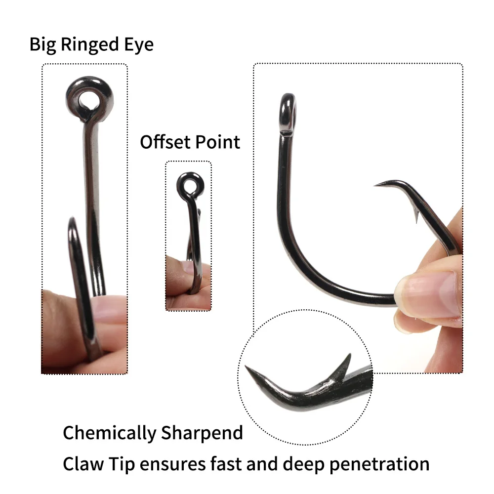Elllv 4X Heavy Mutsu Circle Super fuerte barco de agua salada pesca anzuelo de curricán Offset 5/0 - 16/0 para mortero tonno tiburón - imagen 3
