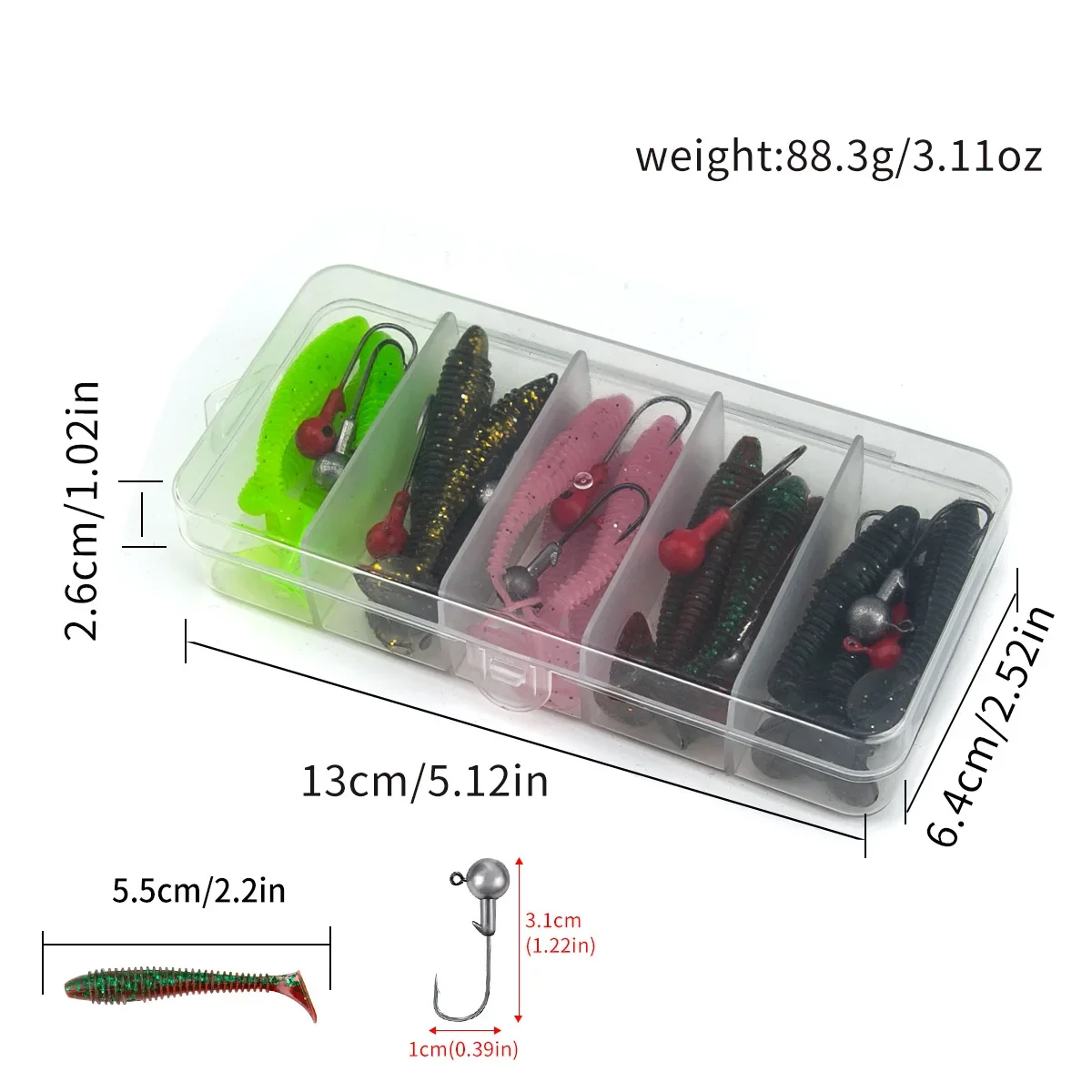 Cebo de silicona con espiral T-tail para pesca