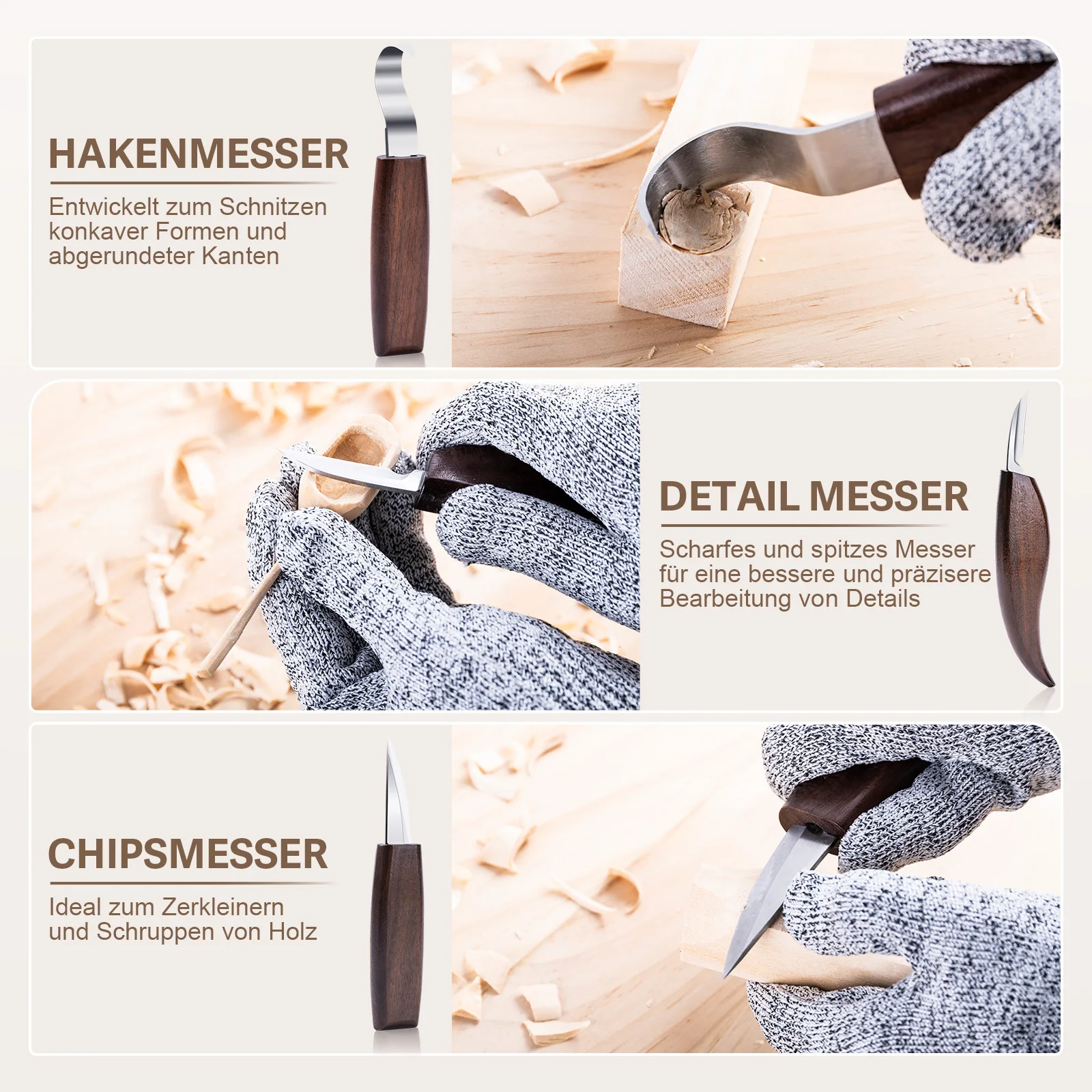 Changemore Kit tallado señuelos – Cuchillos guantes resistentes - imagen 2