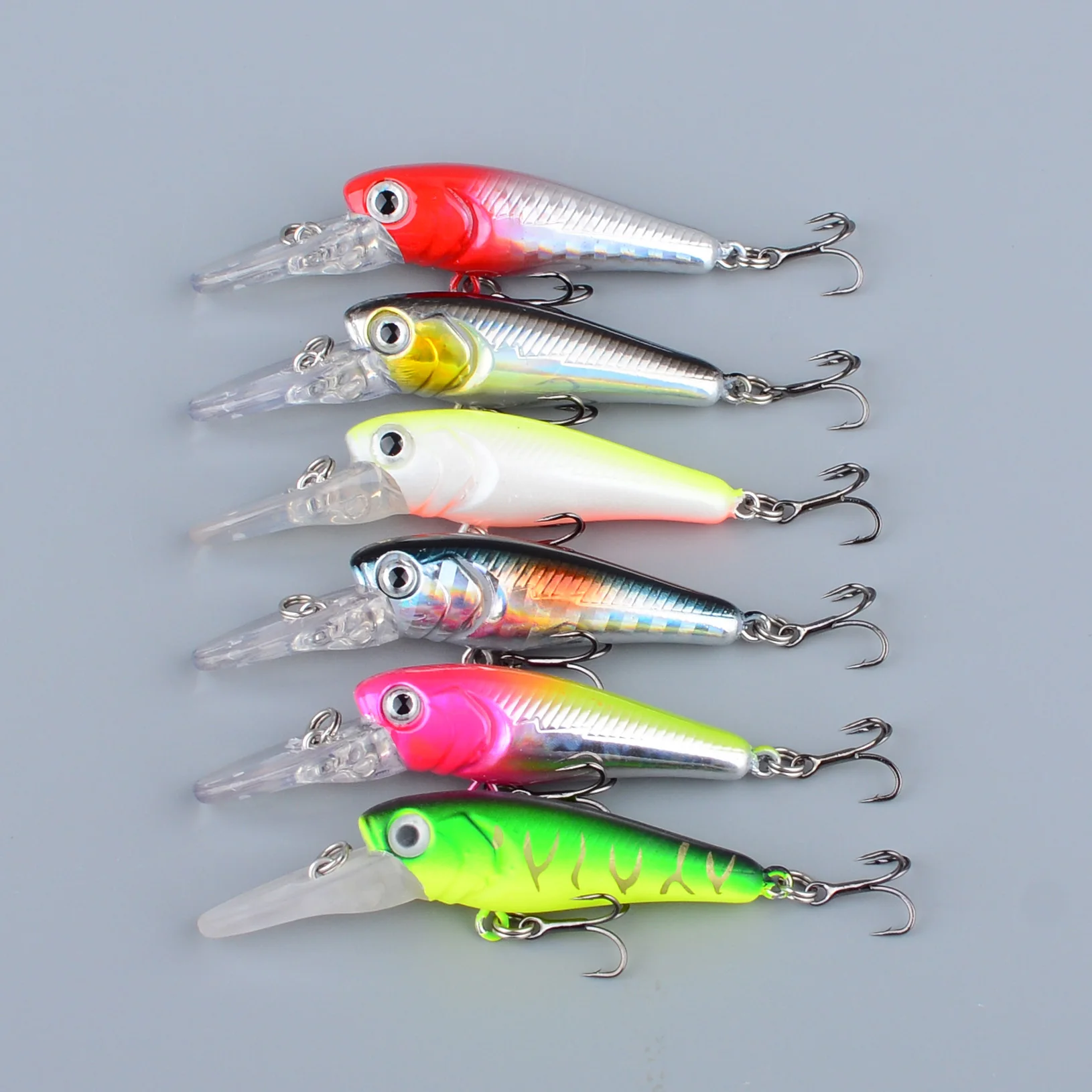 Señuelos de pesca Minnow, 6 uds., Wobblers realistas, juego de señuelos de pesca, herramienta, anzuelos afilados, accesorios de pesca de carpa para trucha y lubina - imagen 4