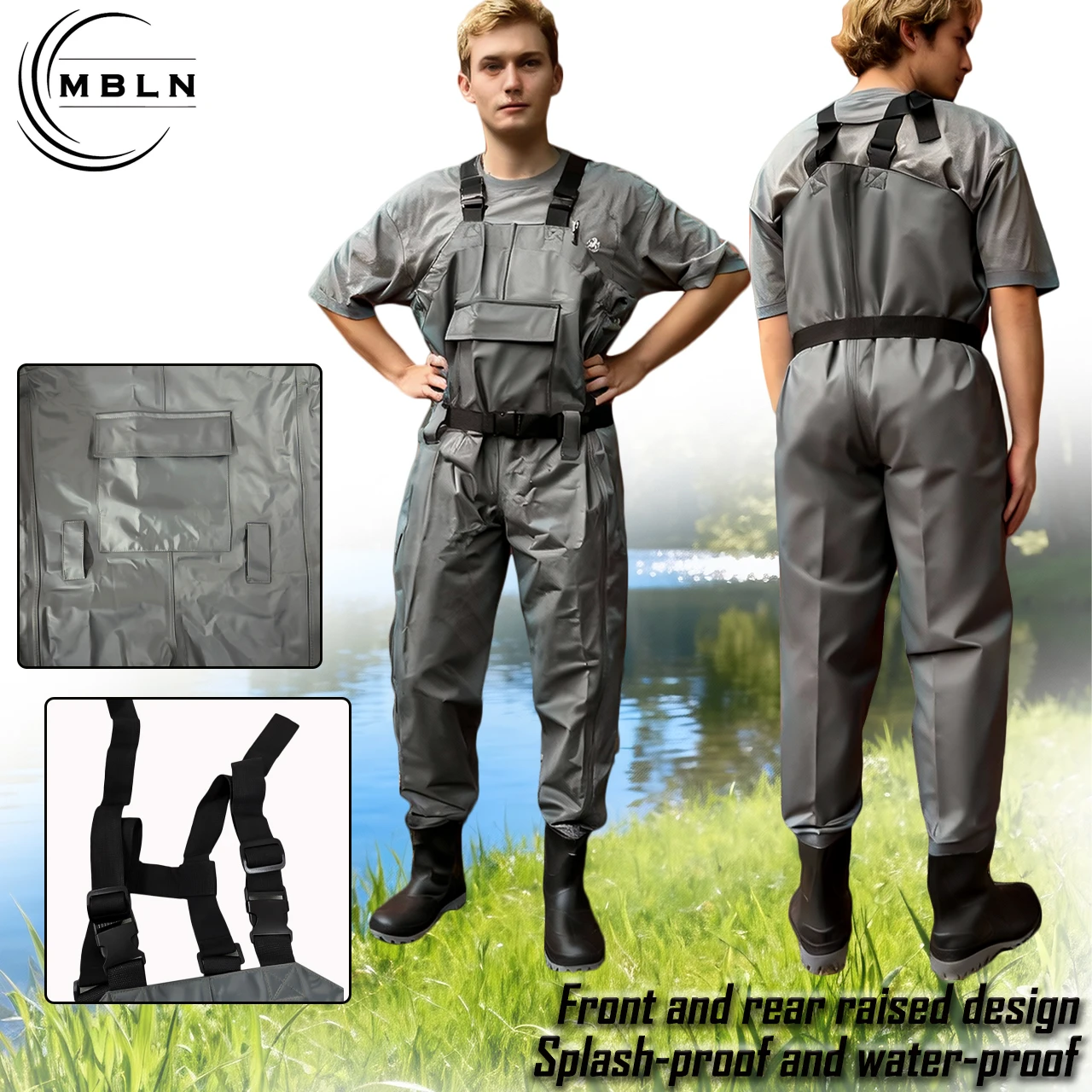 Pantalones impermeables transpirables 170T de nailon con correas - imagen 3