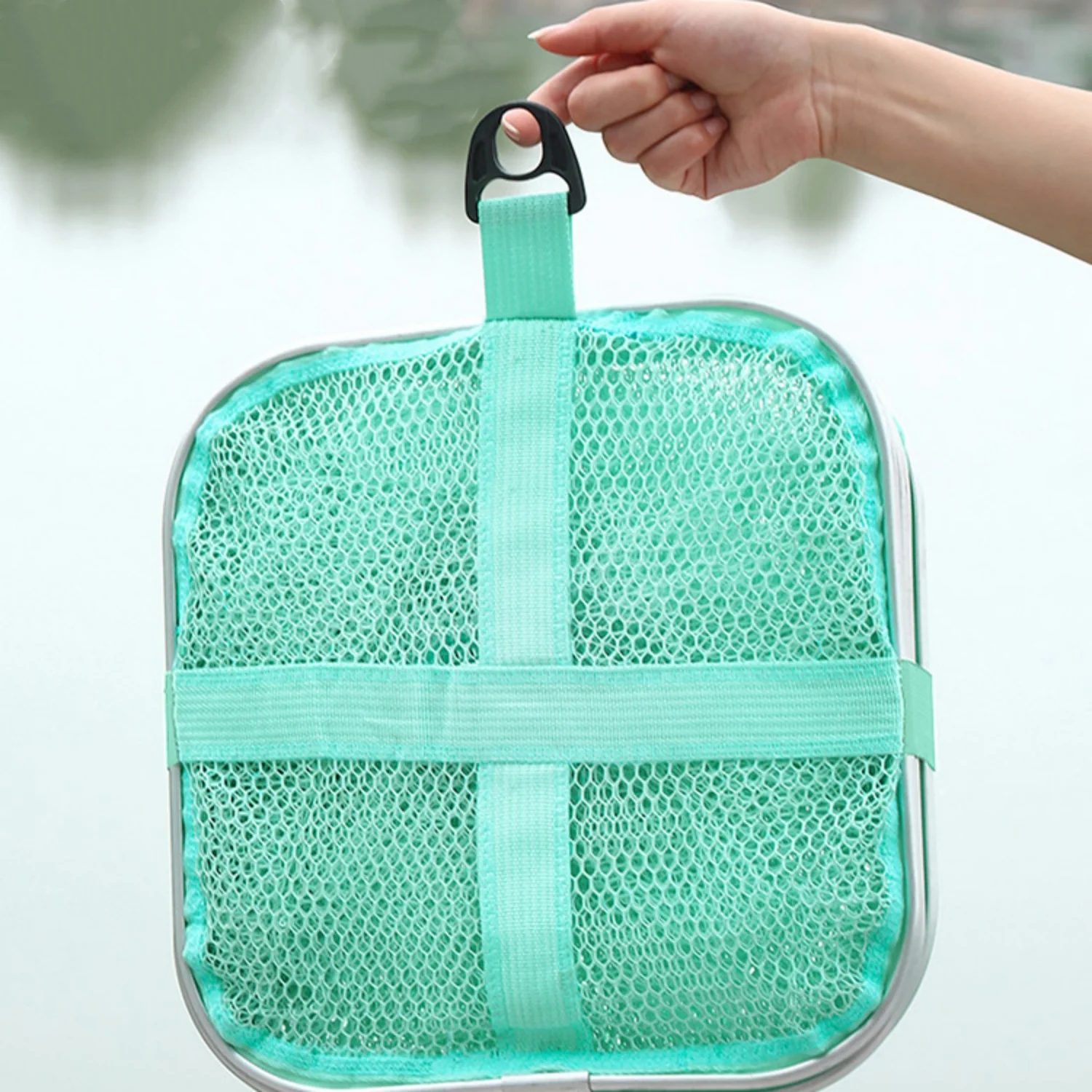 Red de pesca plegable portátil, bolsa de nailon duradera para peces vivos, bolsa larga Universal de secado rápido, accesorios de pesca al aire libre de malla para peces - imagen 3