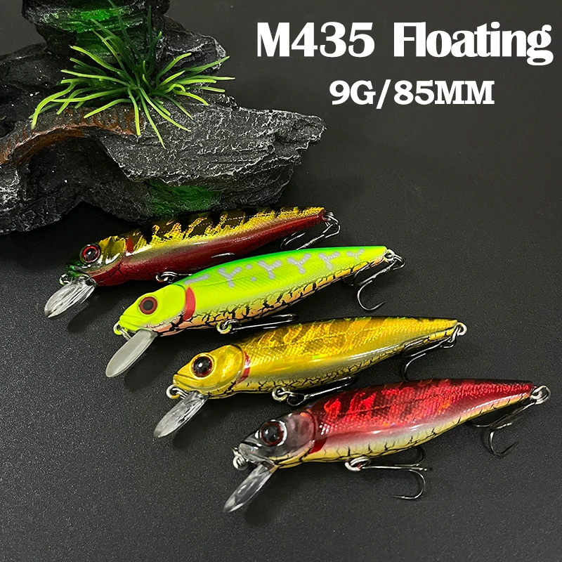 Señuelos de Pesca flotantes de pececillo, Wobblers de Pesca con vientre agrietado, cebo duro Artificial para Lucio, lubina, equipo de Pesca, 85mm, 9g