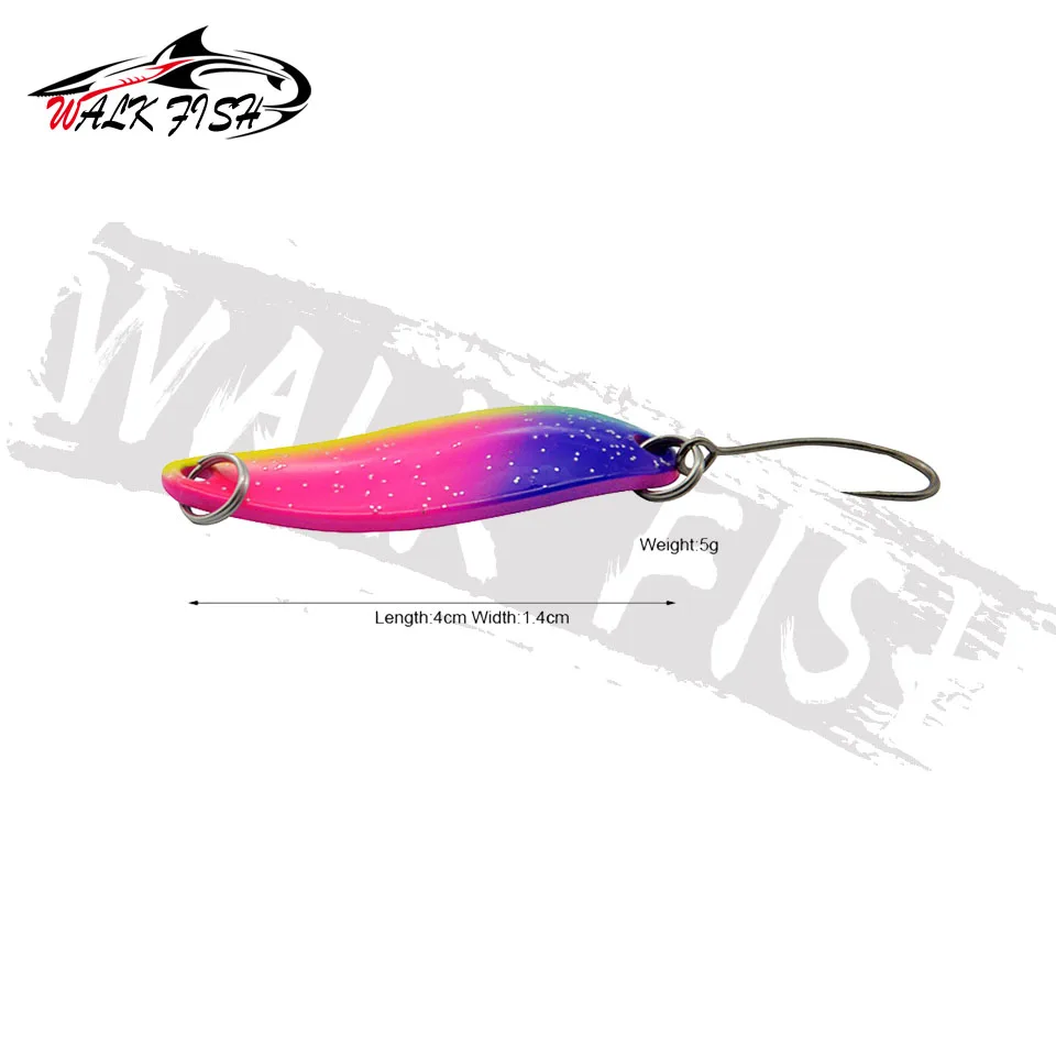 WALK FISH 1 Uds nuevo cebo cuchara para trucha 5g 40mm señuelo de pesca de Metal con un solo gancho cebo duro señuelos trucha perca Chub salmón - imagen 3