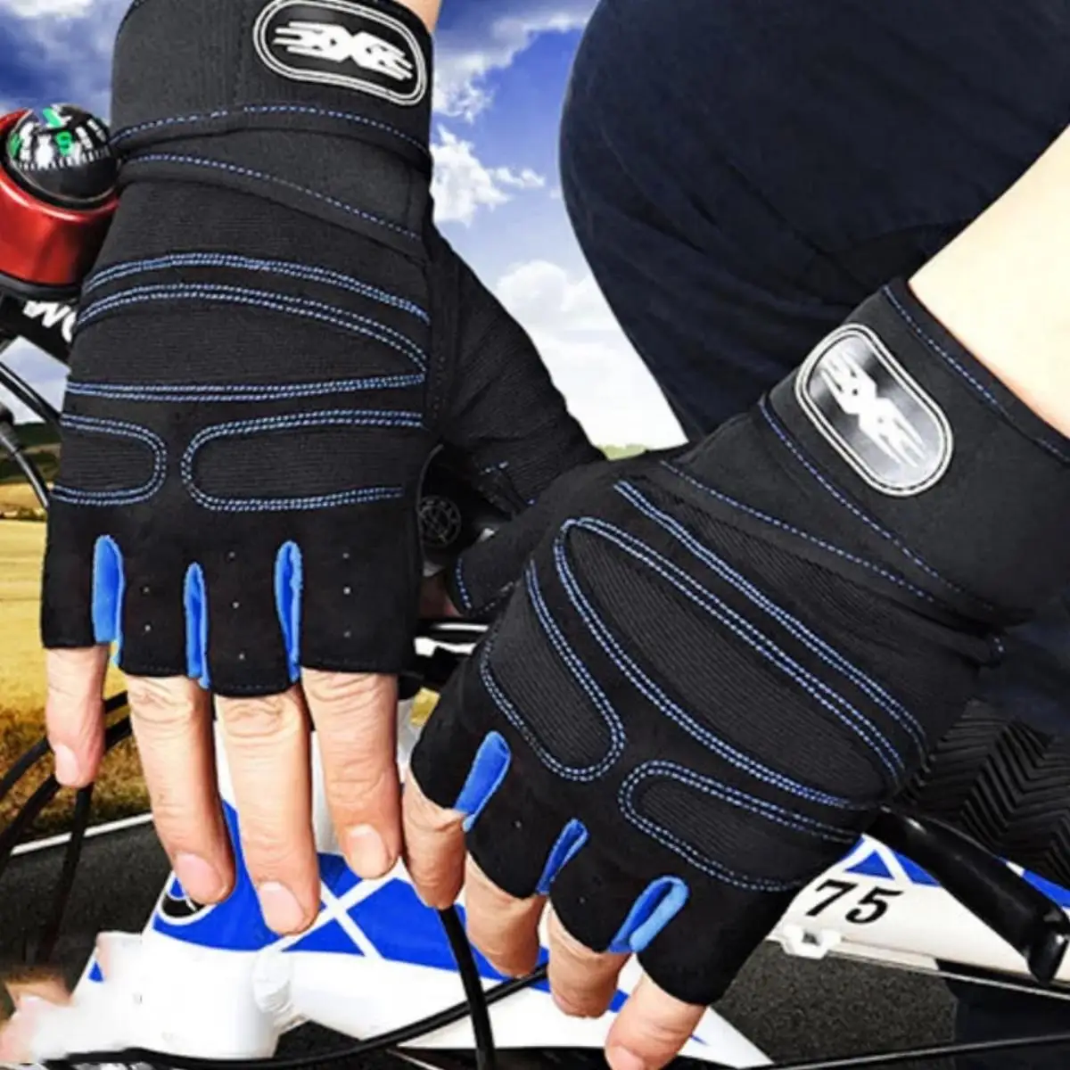 Guantes de pulsera para levantamiento de pesas para Fitness, guantes de gimnasio para hombres y mujeres, entrenamiento de culturismo, ejercicio deportivo, guantes de ciclismo a prueba de golpes - imagen 3