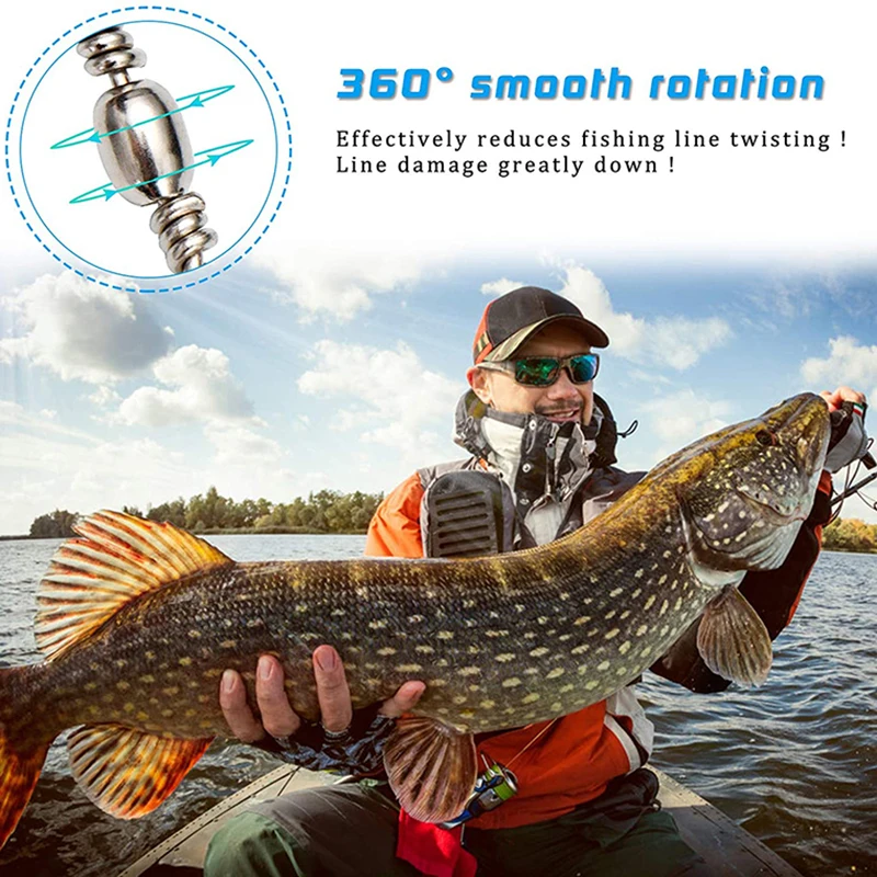 50 Uds. Pasador de bloqueo, rodamiento de bolas, anillos sólidos giratorios 14 #   a 1 #   Conector de pesca, gancho de barco para herramienta de señuelo de pesca - imagen 5