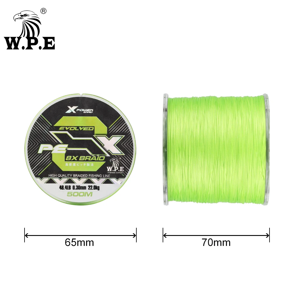 W.P.E 8X PE Fishing Line 500m 0.16mm-0.40mm 8 Strands Braided Fishing Line 11kg-26.5kg Lure Bass Carp Fishing Tackle Main Line - imagen 3