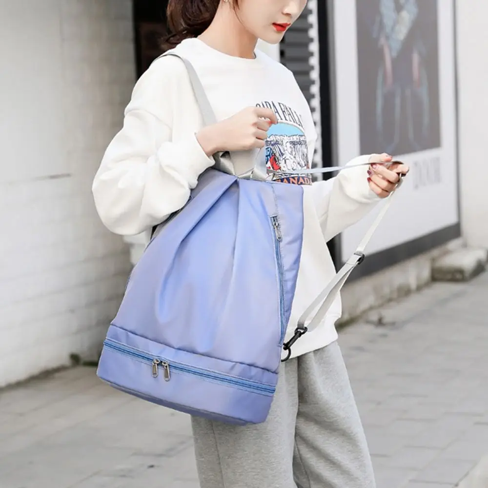 Bolsa de Fitness con separación en seco y húmedo, bolso de viaje plegable impermeable, compartimento para zapatos de expansión, bolsa de lona de viaje para escalada - imagen 3