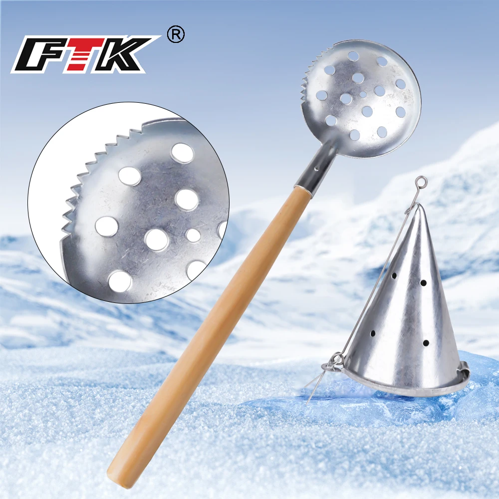 FTK-cuchara de hielo de invierno para pesca en hielo, herramienta de acero resistente para romper y quitar hielo en lagos congelados, accesorios de pesca - imagen 2