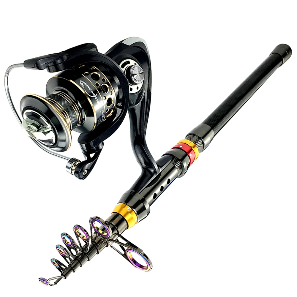 Caña de pescar telescópica de fibra de carbono, carrete giratorio serie 1,8-3,6 m, Combo para barco de mar/playa, aparejos de Pesca, 2000-5000 m - imagen 3