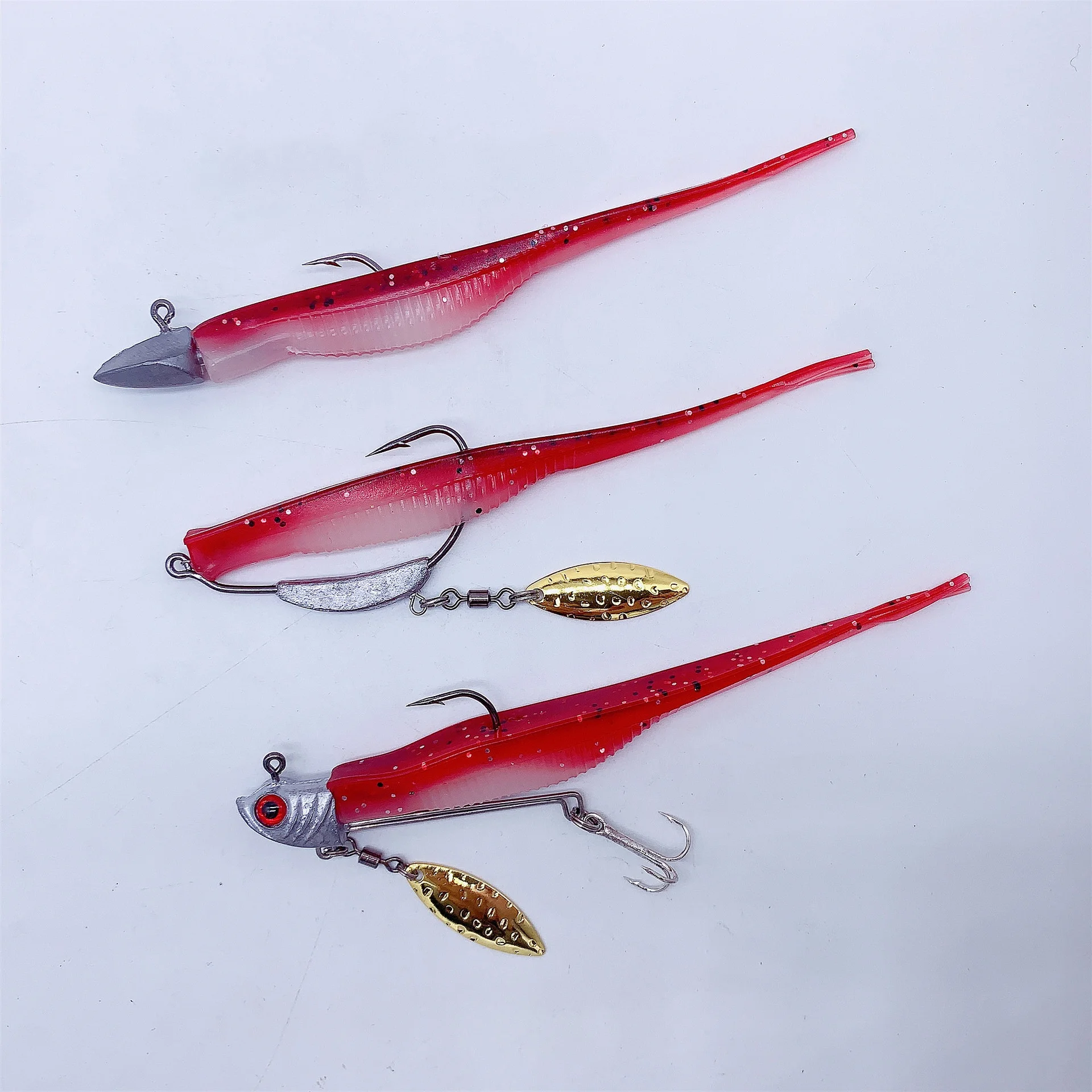 Señuelo de pesca pecho pez abierto cebo suave cola de horquilla 12cm 7g señuelos artificiales vientre ocultar gancho lote 5 piezas venta - imagen 2
