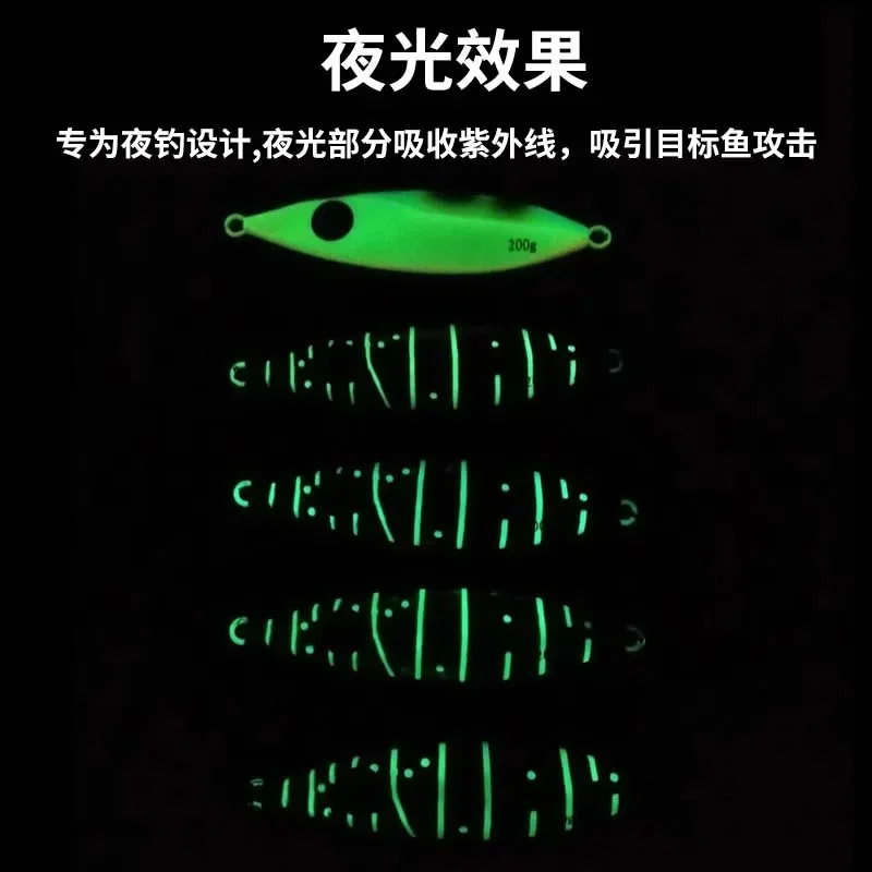 Plantilla de paso lento, 100g, 150g, 200g, señuelo de Jigging de Metal, plantillas de caída de peces brillantes, Pesca de agua salada, Pesca, pescador, cebo de Pesca duro - imagen 3