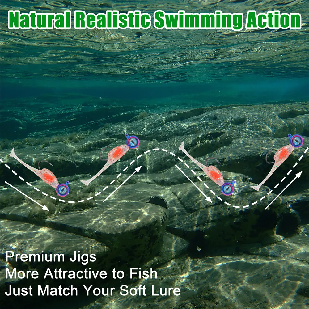 25 uds/50 Uds. Cabezas de anzuelo Crappie anzuelos de pesca con ojos 3D Swimbait 1/32 1/16 1/8OZ cabezas de plantillas de pesca para pesca de trucha y lubina - imagen 4