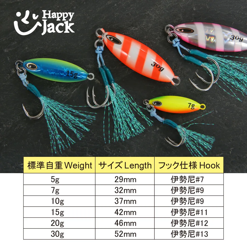 Happyjack-señuelo de plantilla de Metal, plantilla de pesca, señuelos, plantilla lenta 5 7 10 15 30G, aparejos de pesca, plantilla de fundición, plantillas de Metal lento - imagen 2
