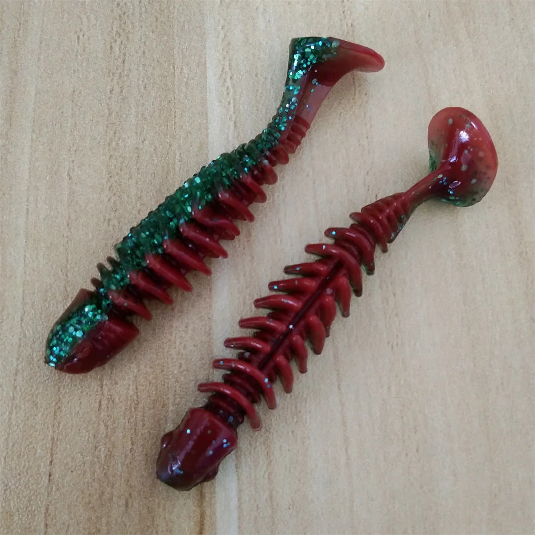 70 Uds 4cm/5cm/6,5 cm cola en T cebo suave lubina señuelo de pesca de imitación para perca y lubina en lagos y reservas