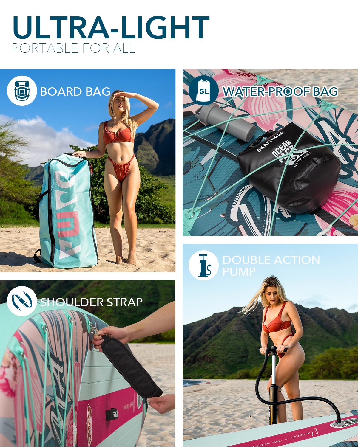 MyBoat-Tabla de SUP de flores para DAMA, remo, Kayak de pesca, remo de pie, surf de playa, tabla de surf inflable, bolsa de deporte acuático a bordo - imagen 4