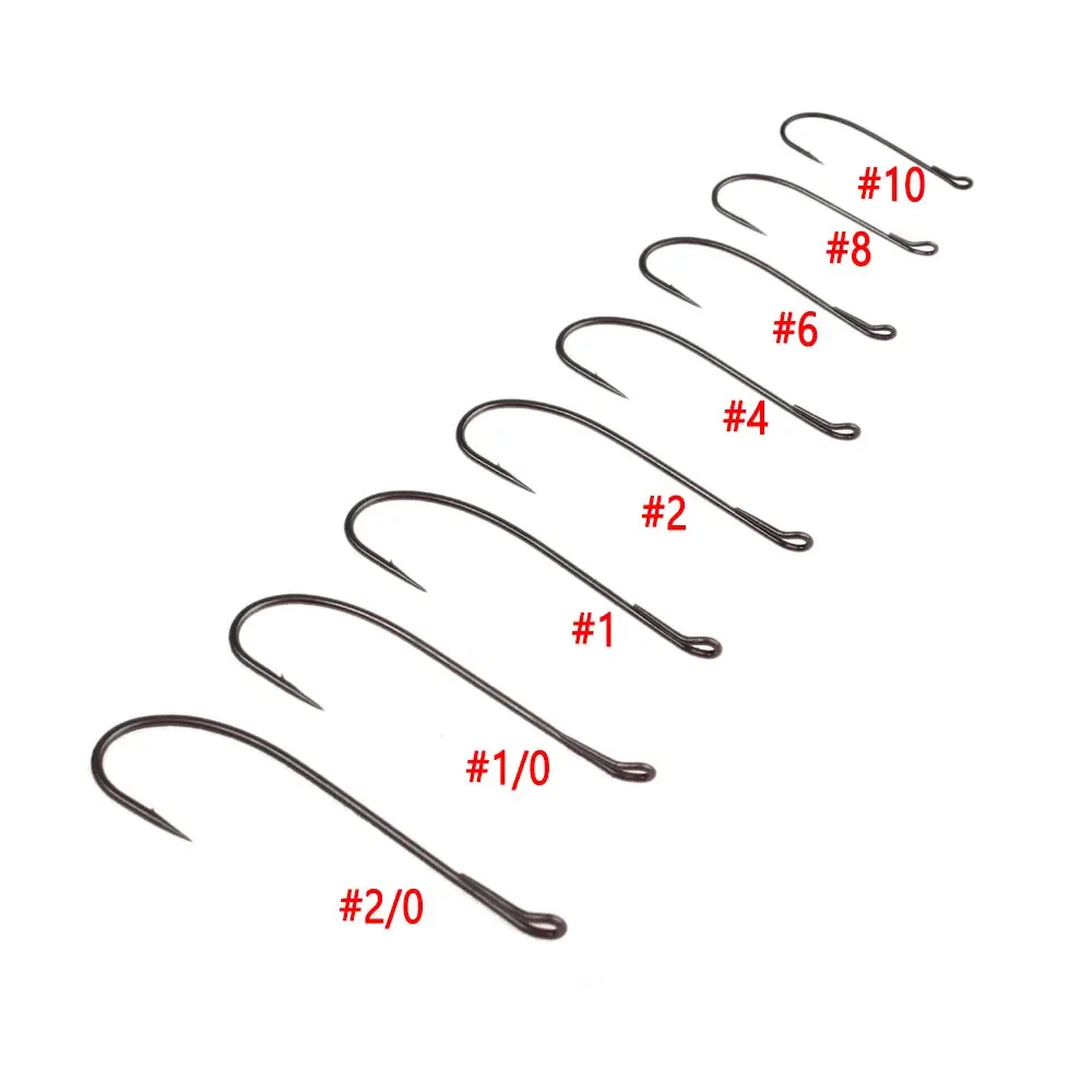 Bimoo 5 piezas # 10~ # 2/0 acero alto en carbono 3X largo SL53UAP anzuelo de mosca individual de salmón para atar Streamer húmedo salmón trucha Señuelos de pesca - imagen 5