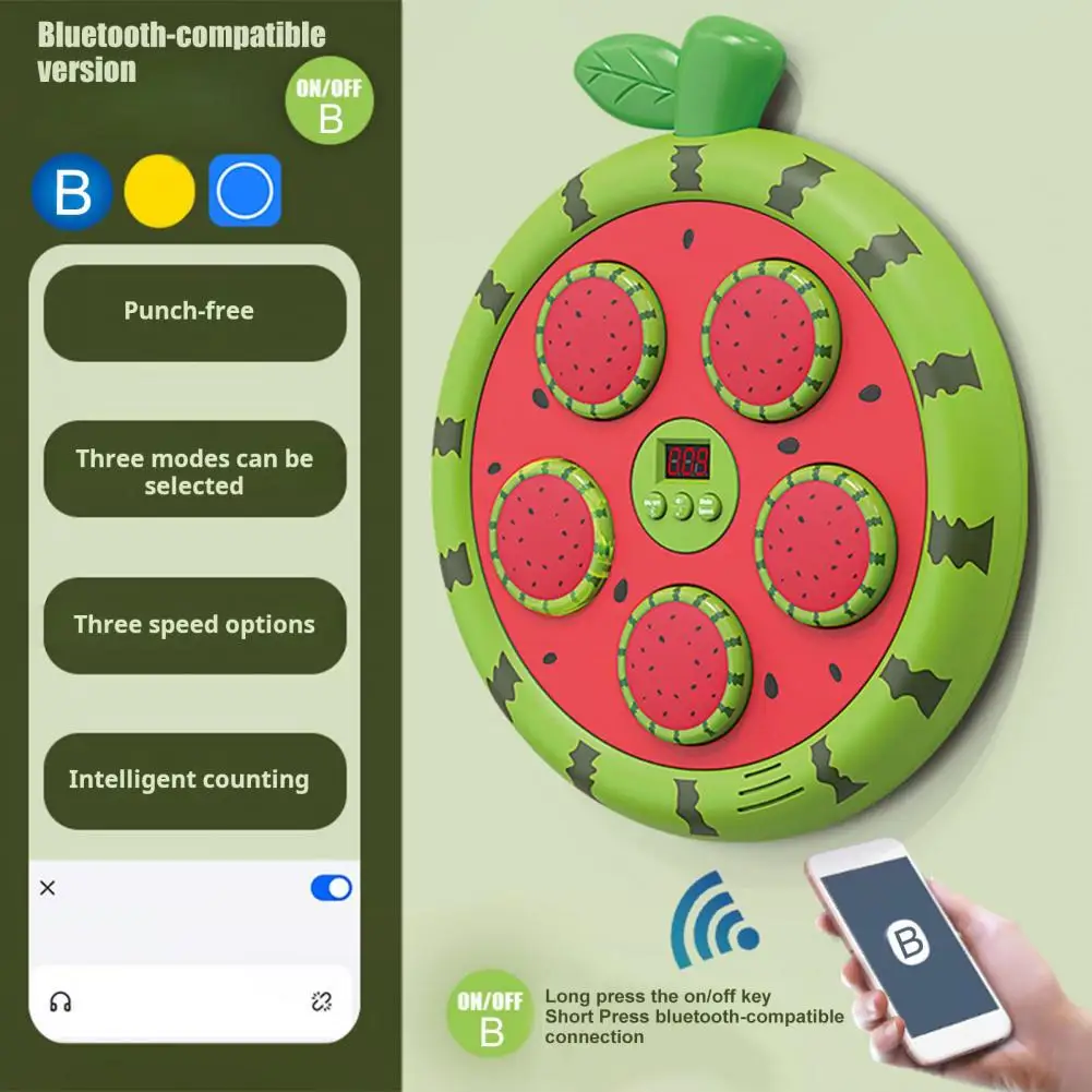 Máquina de boxeo con música de frutas con guantes, montado en la pared, compatible con Bluetooth, LED ajustable, entrenamiento de boxeo, almohadilla de boxeo - imagen 3