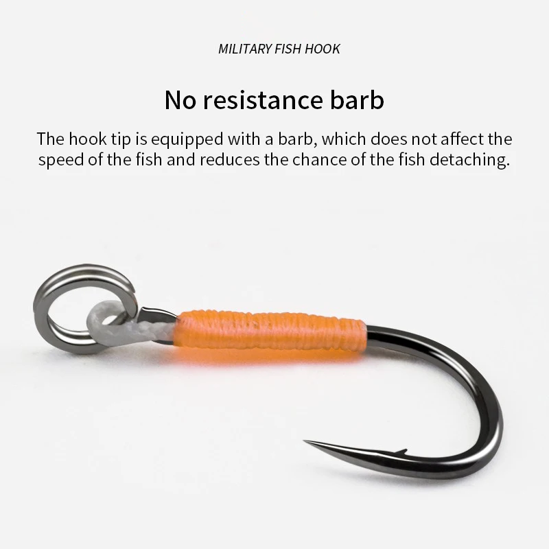 10 Uds. Señuelo de Pesca, anzuelo duro, plantillas de Pesca DIY, anzuelo de asistencia, anzuelos de plantilla individuales con púas, Pesca de acero rico en carbono - imagen 4