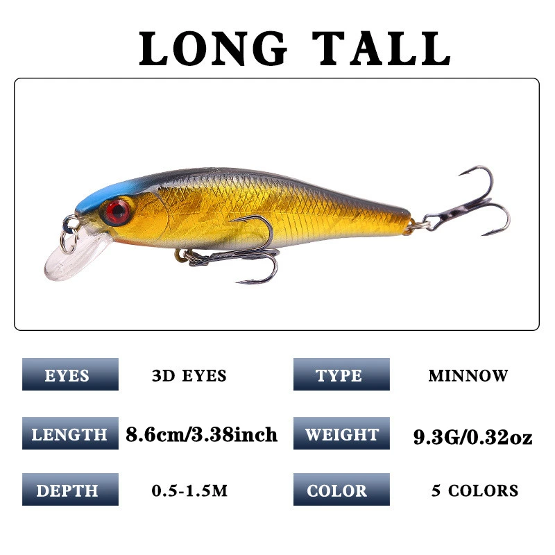 Señuelo de pesca de pececillos, cebo de plástico Artificial duro, láser flotante, Wobblers, 8,6 cm, 9,2g, aparejos de pesca japoneses, 5 unids/lote por caja - imagen 4