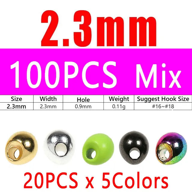 100pcs 2.3mm Mix