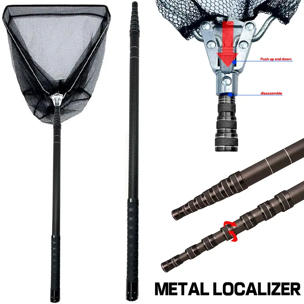 Triangular Collapsible Fishing Net Carbon Wear Resistance Fishing Landing Net Shrimp Cage Nylon Mesh Catch Fish Trap 3.0m/4.0m - imagen 3