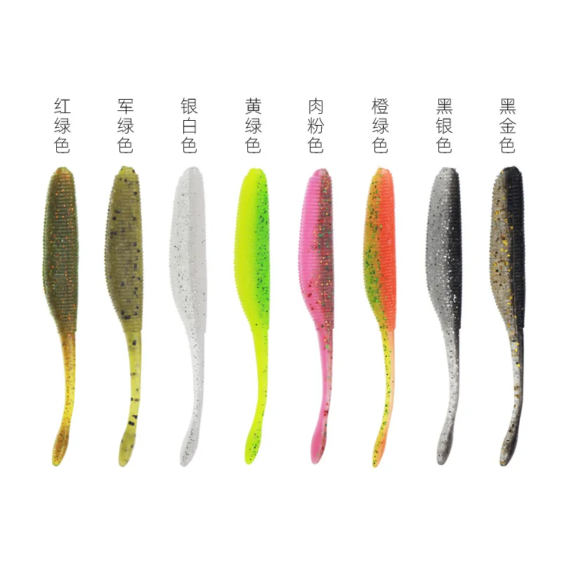 SeaYolo-cebos blandos de pesca con cola en T, 75/95/110mm, Wobblers de silicona Artificial de doble Color, añade sal, atrayente de peces, lubina, Lucio - imagen 4