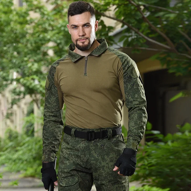 HAN WILD-camisa de camuflaje para hombre, camisa de combate, manga larga CP, senderismo, Airsoft, Paintball, ropa táctica de algodón, caza - imagen 4