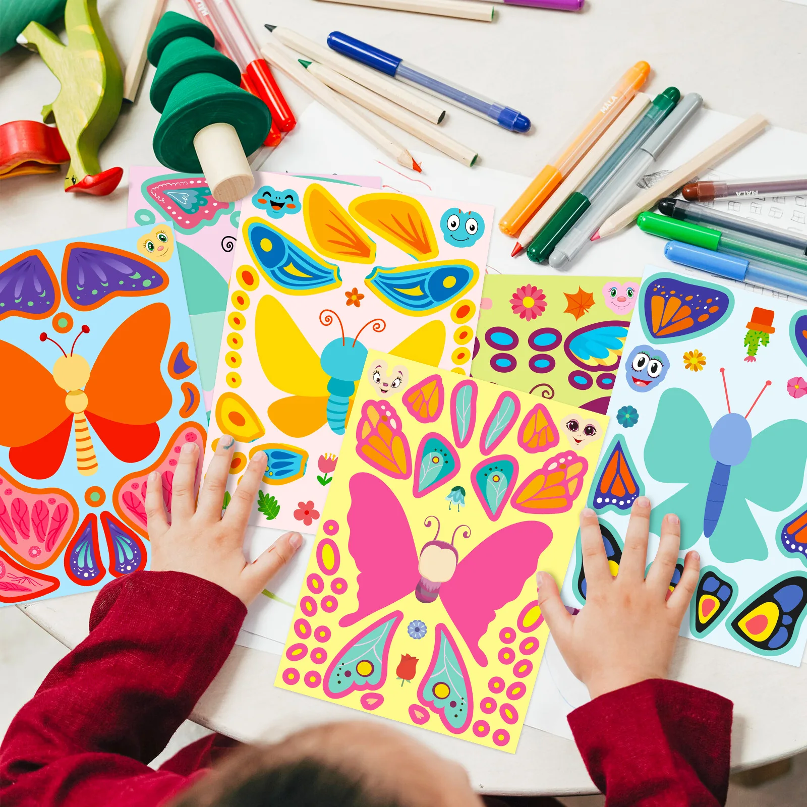 Pegatinas rompecabezas DIY para niños – Mariposas y caras divertidas - imagen 5