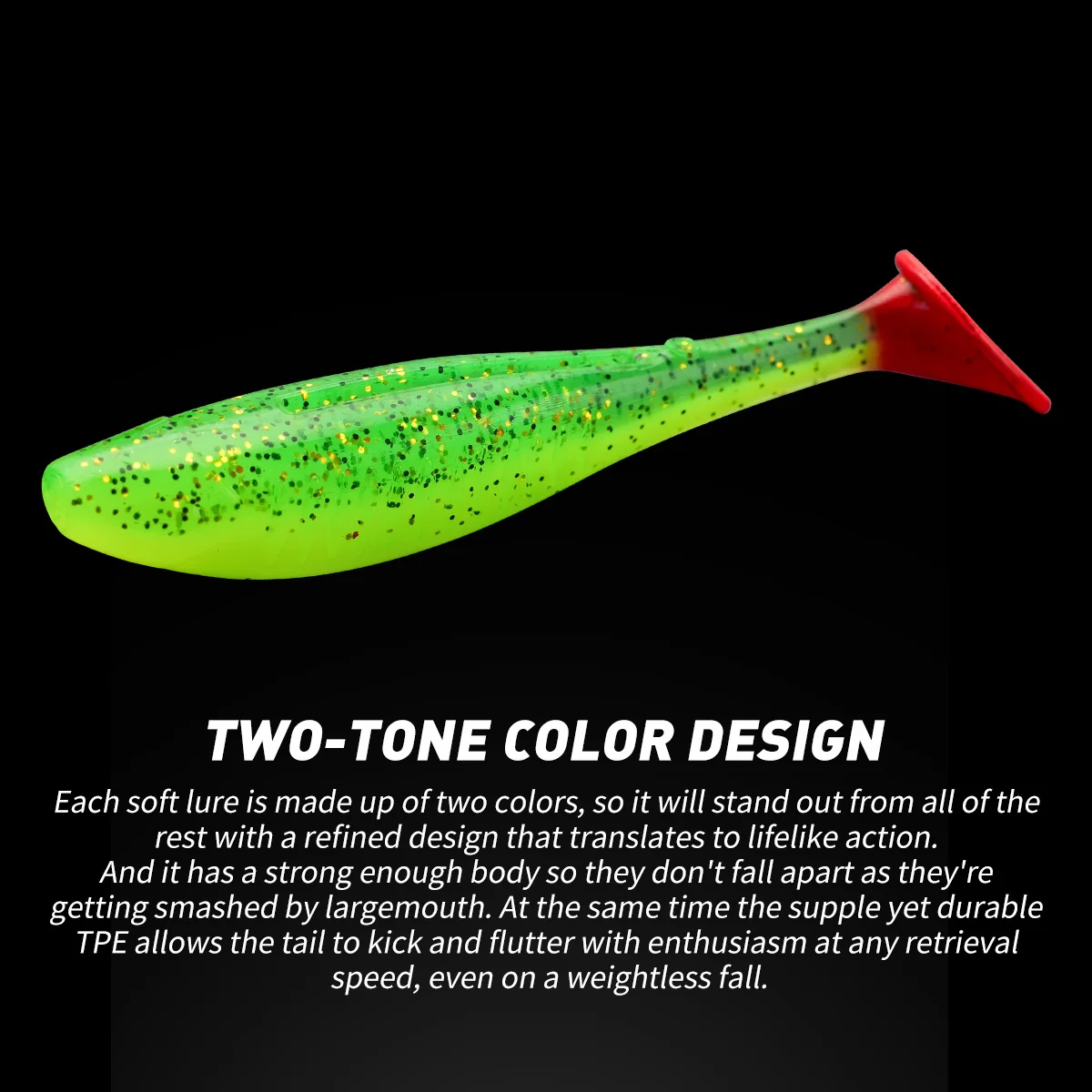 Señuelo de pesca suave Swimbait, 8cm, 5,1g, cola en T flotante, TPR, Material de señuelo de cola de paleta, 6 unidades por lote - imagen 2