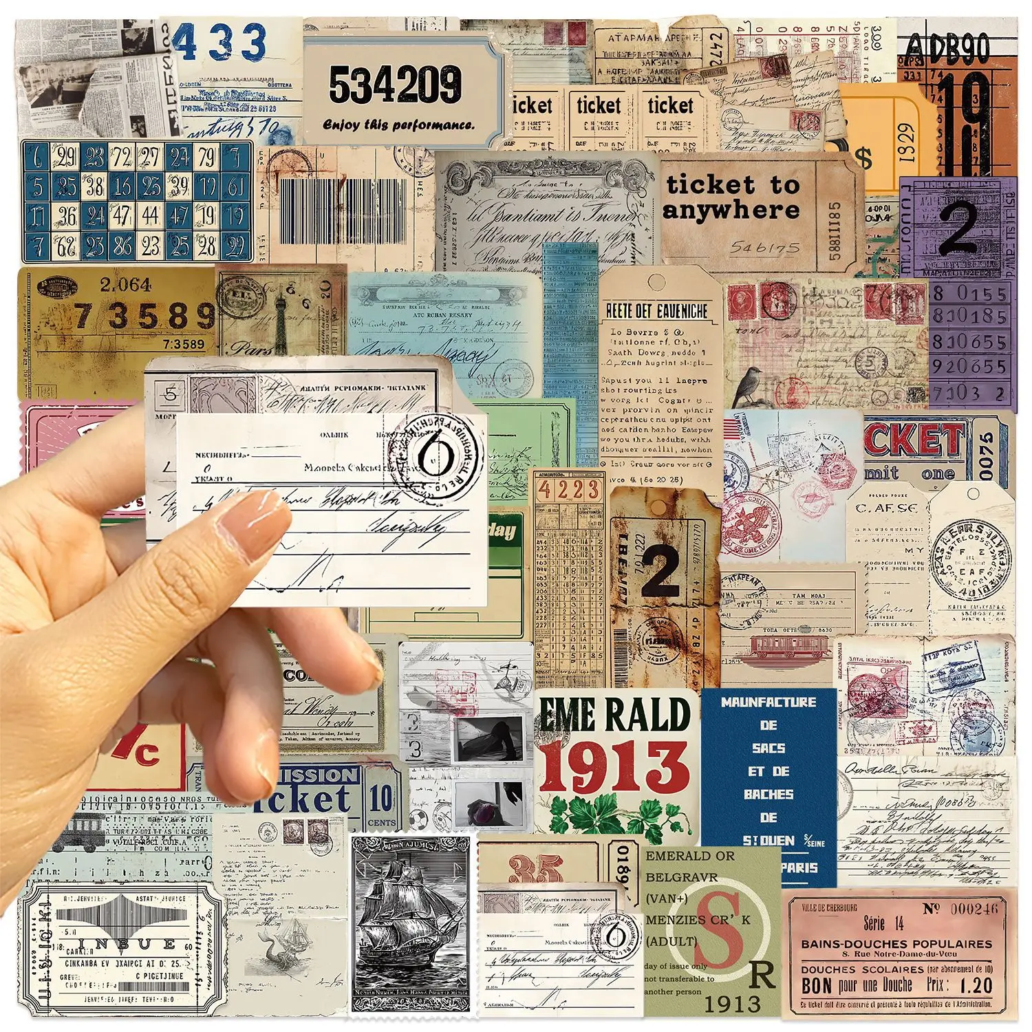 50 Uds etiqueta Retro pegatinas de grafiti DIY teléfono guitarra portátil maleta botella de agua pegatina impermeable calcomanías Juguetes - imagen 5