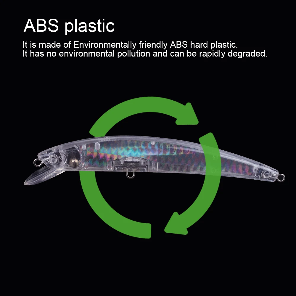 Hanlin-señuelo de pesca de pececillos sin pintar, cebo de pesca de 120mm, 12g, Jerkbait flotante en blanco interno, aparejos de lubina de plástico poco profundo, 10/20 piezas - imagen 5