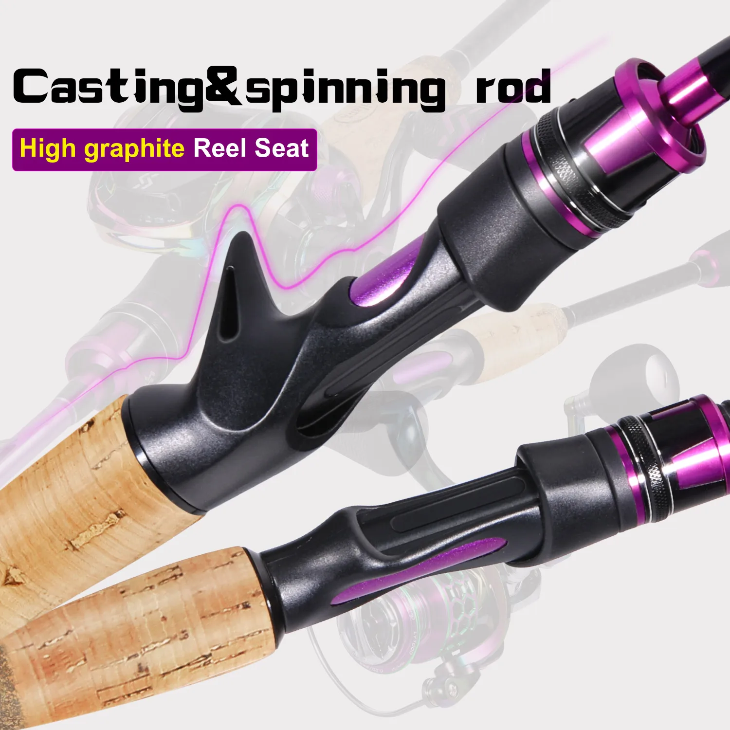 Caña de pescar Sougayilang Baitcasting, caña de fibra de carbono de 2 secciones, 1,8-2,1 m, arrastre máximo de 5kg, Pesca de carpa de lubina de agua dulce - imagen 3