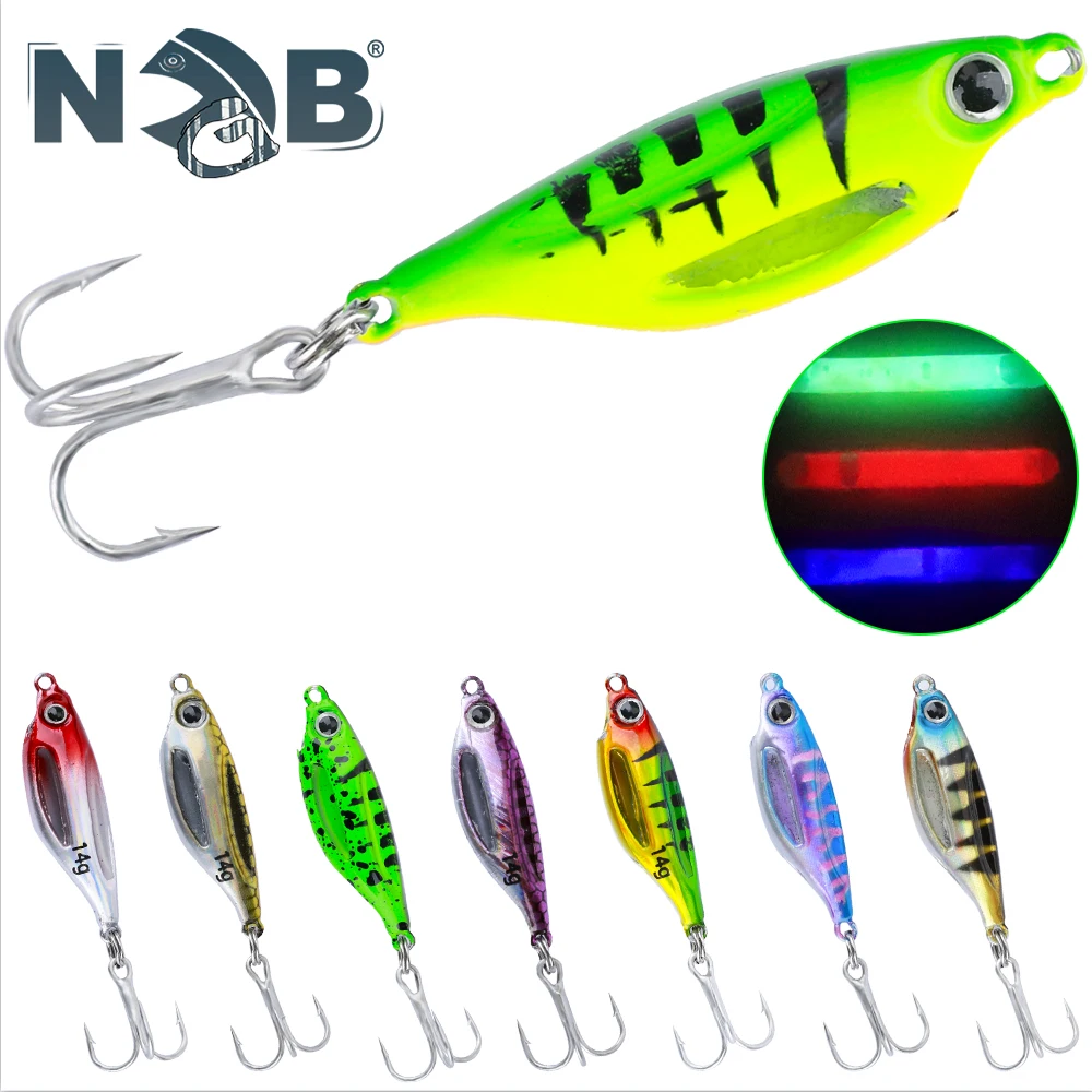 NGB 1 Uds Jig señuelo duro 4g-20g 3D ojo señuelo de pesca en hielo cebo duro luminoso con barras luminosas Wobblers para pesca de lubina trucha - imagen 2