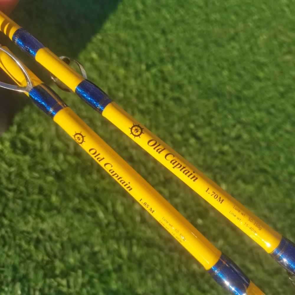 Viejo capitán 1,6 m 5 pies punta sólida muy fuerte caña de Jigging lento acción XH barco de mar en alta mar caña de pescar de filado duro - imagen 5