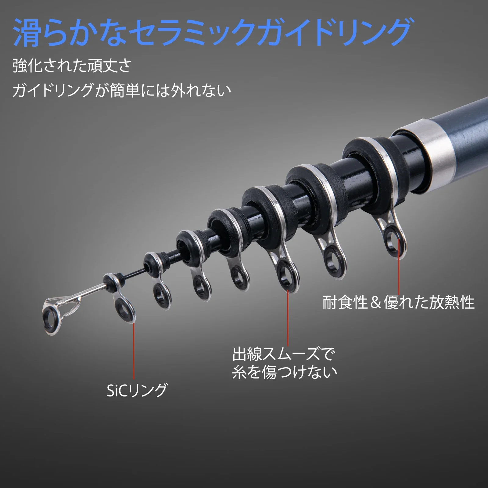 Goture-caña de pescar telescópica de carbono, 6/7/8/9/11 secciones, ultraligera, azul, roja, para viaje, mar, barco, roca, océano - imagen 3