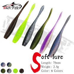 WALK FISH-señuelos blandos de Pesca, 6 uds., 7,5 cm, 2,5g, cebos de plástico Artificial de silicona, Pesca de carpa, lubina, Wobblers que se hunden