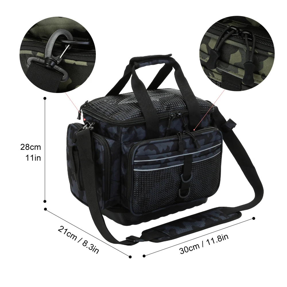 Bolsa de pesca impermeable multifuncional, mochila de almacenamiento de aparejos de pesca, estuche de viaje al aire libre, bolso de hombro para hombres, bolsa de barco de pesca - imagen 3