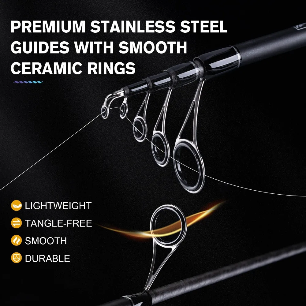 GOTURE-caña de pescar con señuelo, longitud máxima de 43,2 cm, giratoria, portátil, de viaje, utilizada para lubina, trucha, Walleye, Crappie - imagen 3