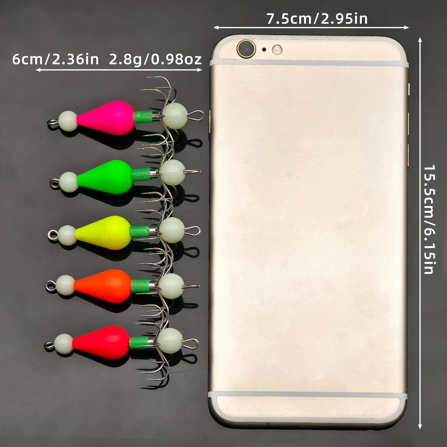 ANFS 5 uds cebo con anzuelo de calamar brillante nocturno con anzuelo afilado de acero inoxidable- Ideal para pesca nocturna, regalo de pesca perfecto para pescador - imagen 4