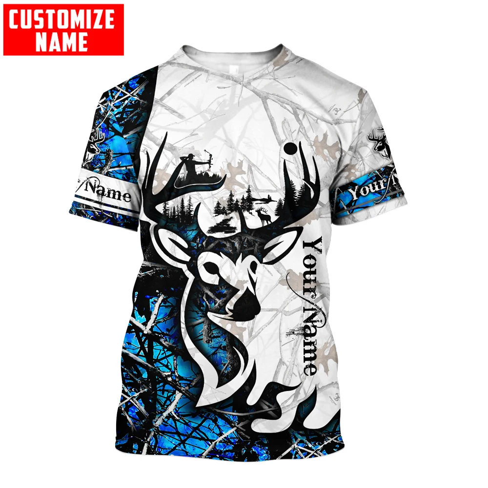 Camiseta personalizada con nombre de caza de ciervos y estampado 3D para hombre, camiseta fresca de verano Unisex de manga corta, camisetas informales TX254 - imagen 4