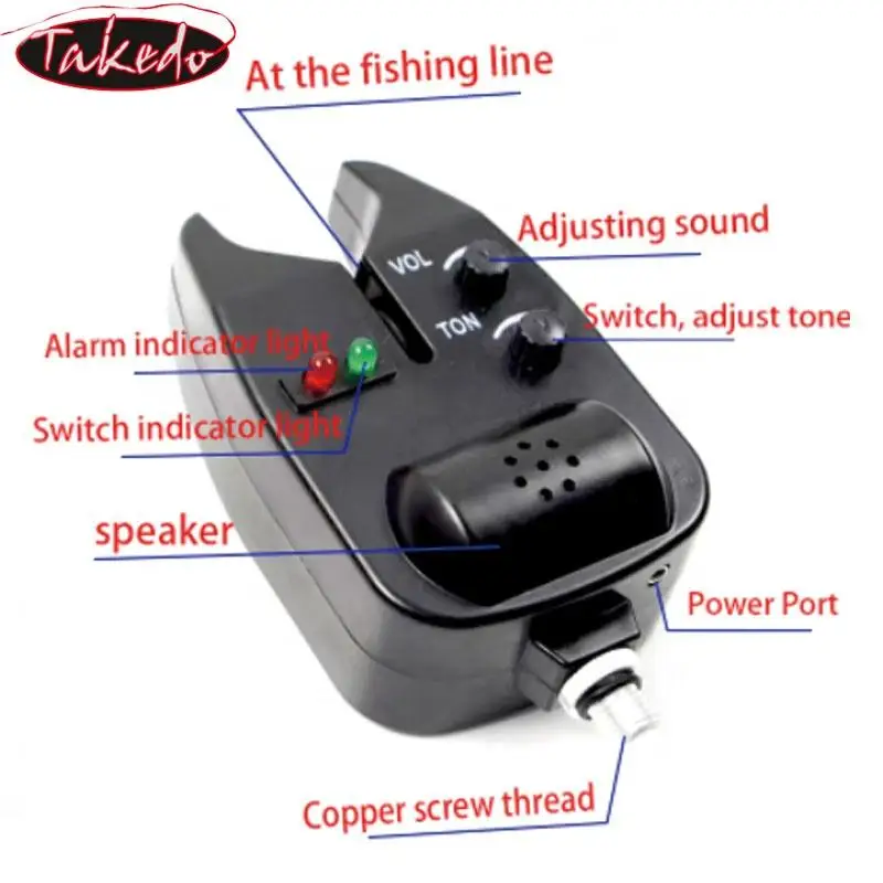 TAKEDO YD02 accesorios de pesca de carpa alarma de mordida para carpa equipo de aparejos de pesca de peces alarma de pesca campana indicadora - imagen 4