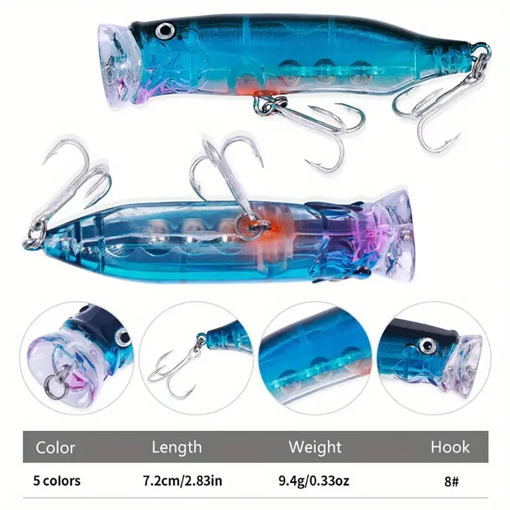 Señuelo Popper topwater con cuerpo plástico para lucio y perca - imagen 3