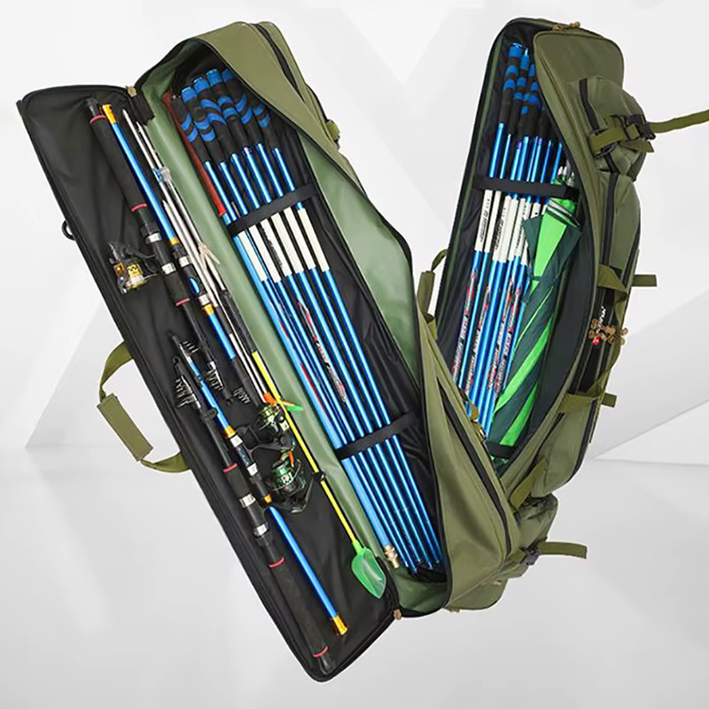 Bolsa de pesca de 80cm-130cm, bolsas de dos capas para caña de pescar, mochila de caza de camuflaje para exteriores, paquete grande de señuelos de mar, estuche de almacenamiento deportivo - imagen 4