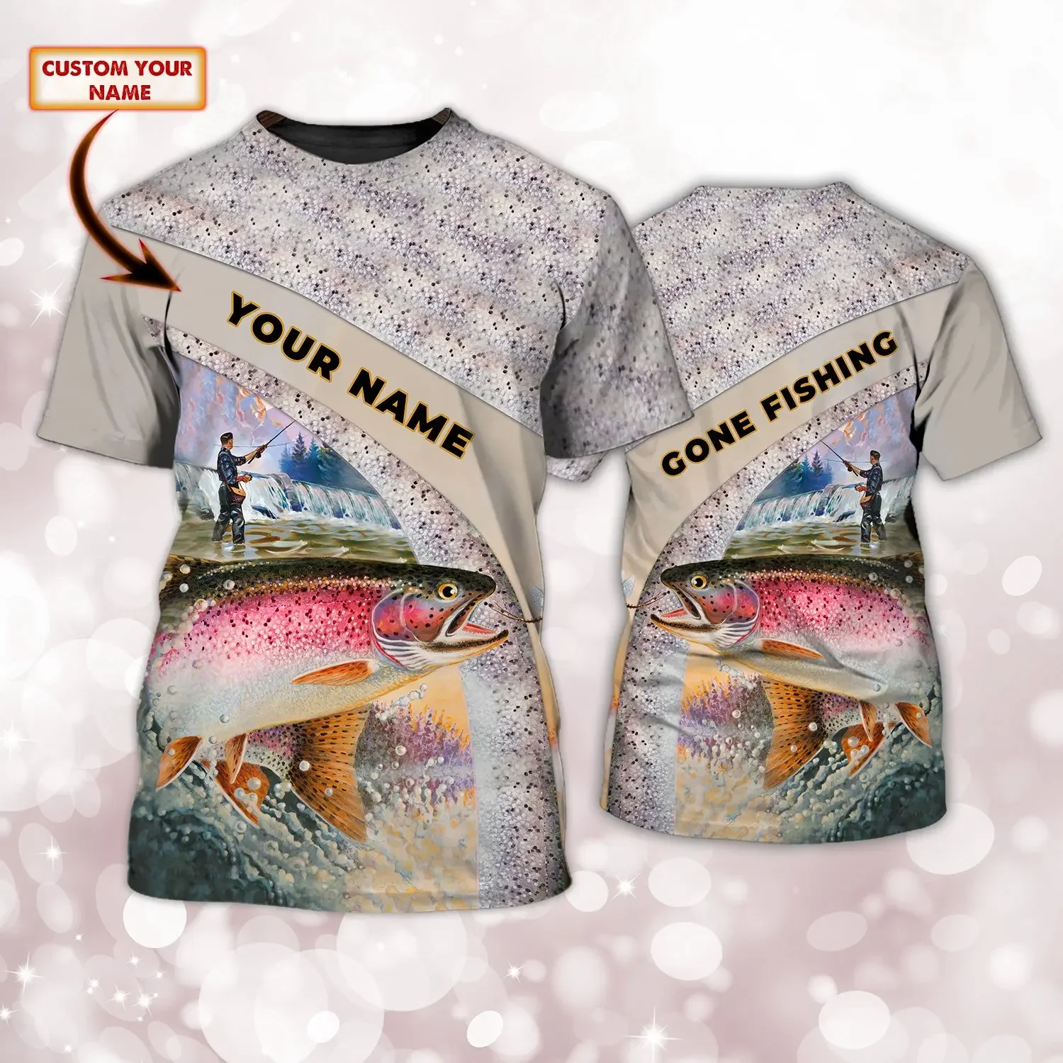 Walleye/pesca de trucha nombre personalizado 3D completamente estampado camiseta para hombre Cool verano Unisex pantalón corto Casual Camiseta de manga TX260 - imagen 4