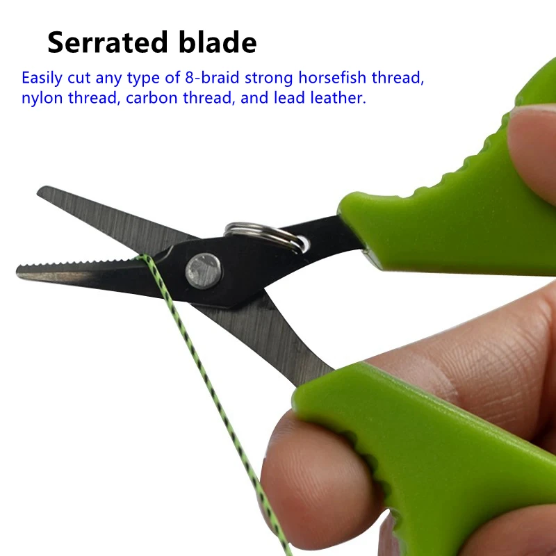ILure-Mini tijeras de pesca de 9,5 cm, herramienta trenzada de corte de línea de Mono y fluorocarbono, tijeras verdes, cuerda perdida - imagen 2