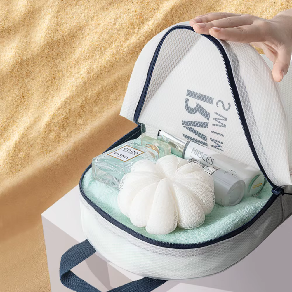 Bolsa seca para gimnasio y natación con separación en seco y húmedo, bolso de mano de gran capacidad para piscina, bolsa de almacenamiento impermeable con cremallera de malla - imagen 5